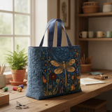Bolso Acolchado con Libélula Dorada Bordada