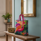 Bolsa Tote Acolchada en Forma de Flamenco Arcoíris