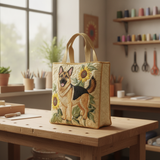 Bolsa Tote con Motivo Floral para Pastor Alemán