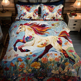 Juego de Ropa de Cama Elegante con Caballo en Carrera - 3 Piezas