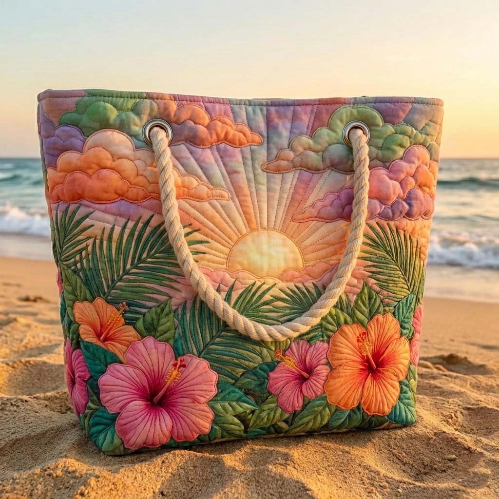 Bolsa de Playa Hecha a Mano | Amanecer Tropical