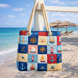 Bolsa de Playa Hecha a Mano | Patchwork Marino