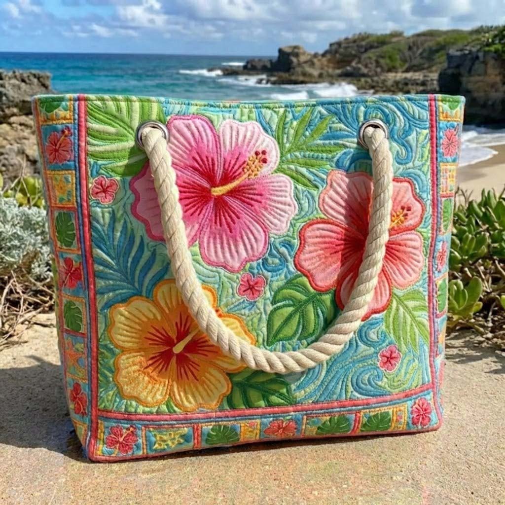 Bolso de Playa Hecho a Mano | Flor Tropical