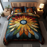 Juego de Ropa de Cama Acolchada de 3 Piezas Girasol Radiante