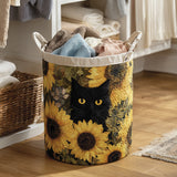 Cesto para la Ropa Gato Negro con Girasol