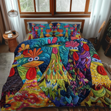 Juego de Ropa de Cama de 3 Piezas con Gallinas Extravagantes