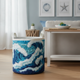 Cesto de Ropa con Diseño de Olas Oceánicas