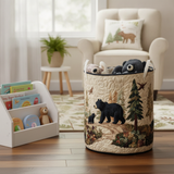 Cesto de Ropa Sucia de Estilo Rústico con Oso