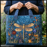 Bolso Acolchado con Libélula Dorada Bordada