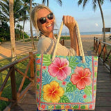 Bolso de Playa Hecho a Mano | Flor Tropical